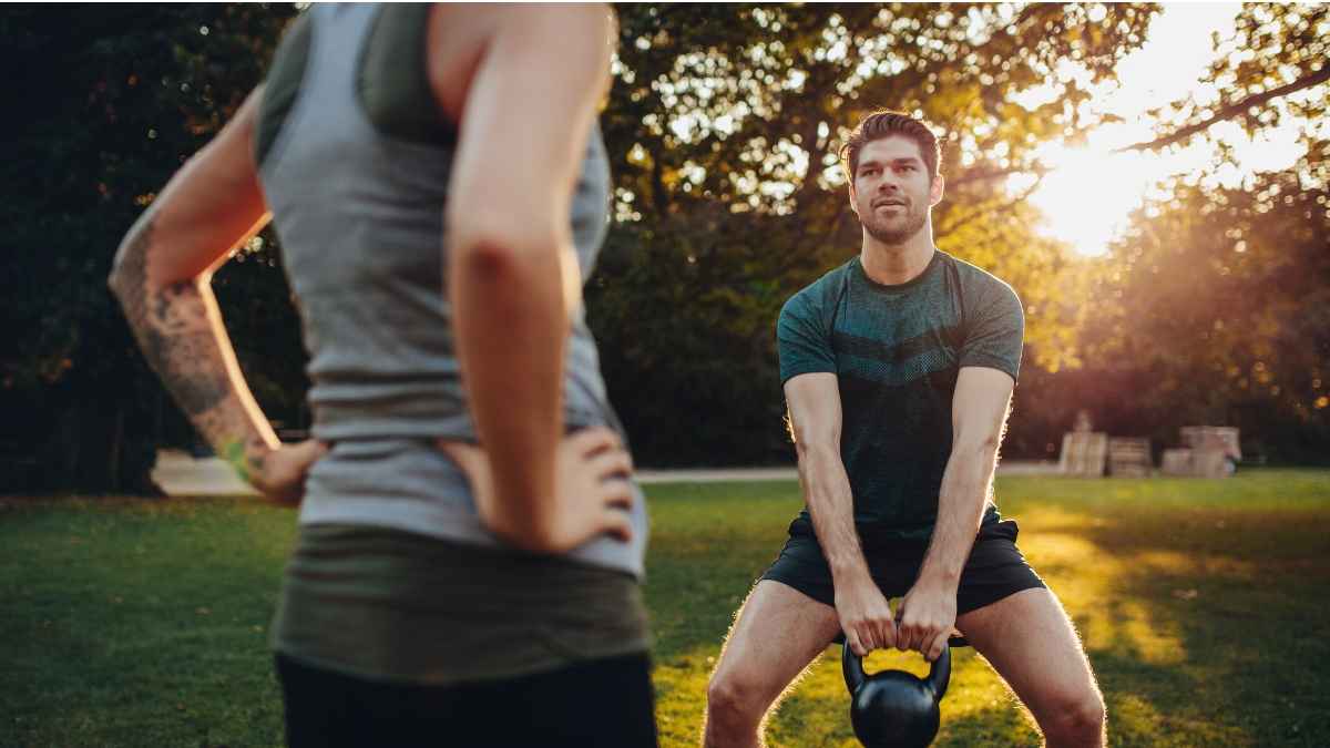 Kettle bell outdoors